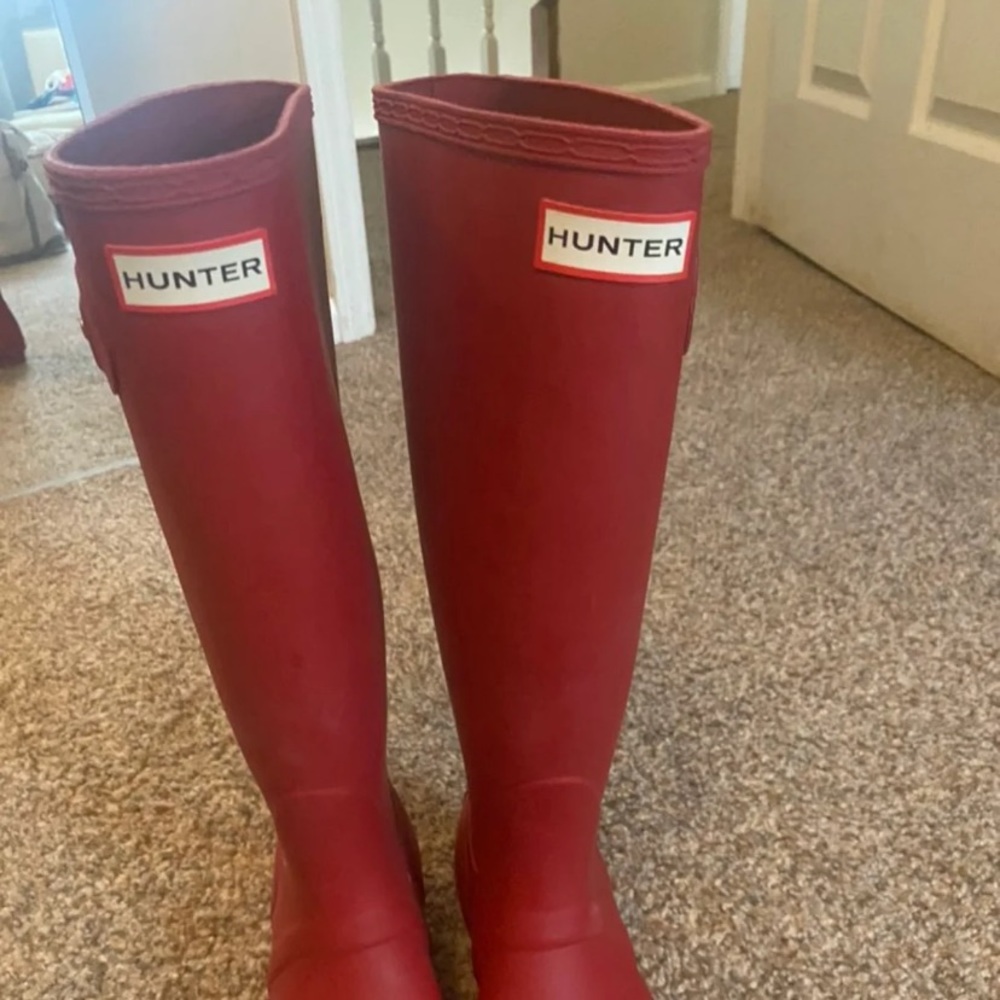 Red Hunter rain boots